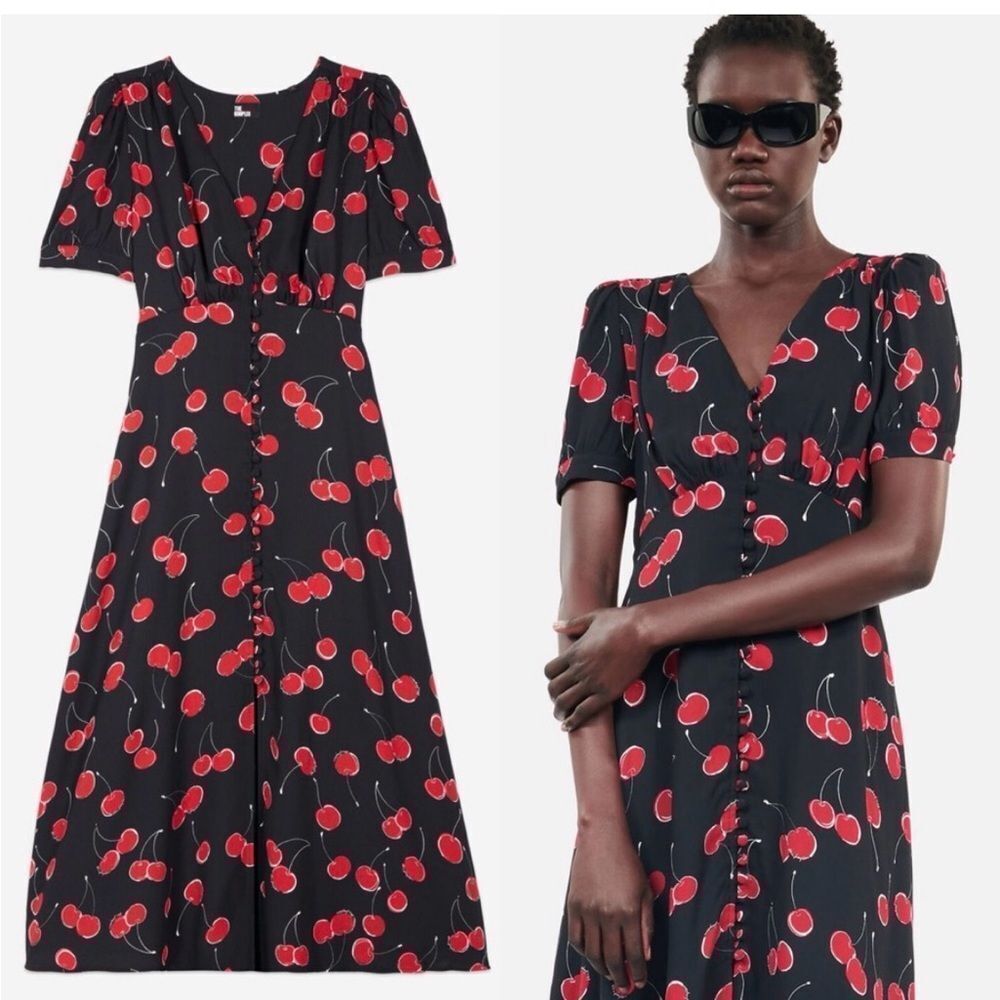 The Kooples Cherry Printed Midi Dress 
New